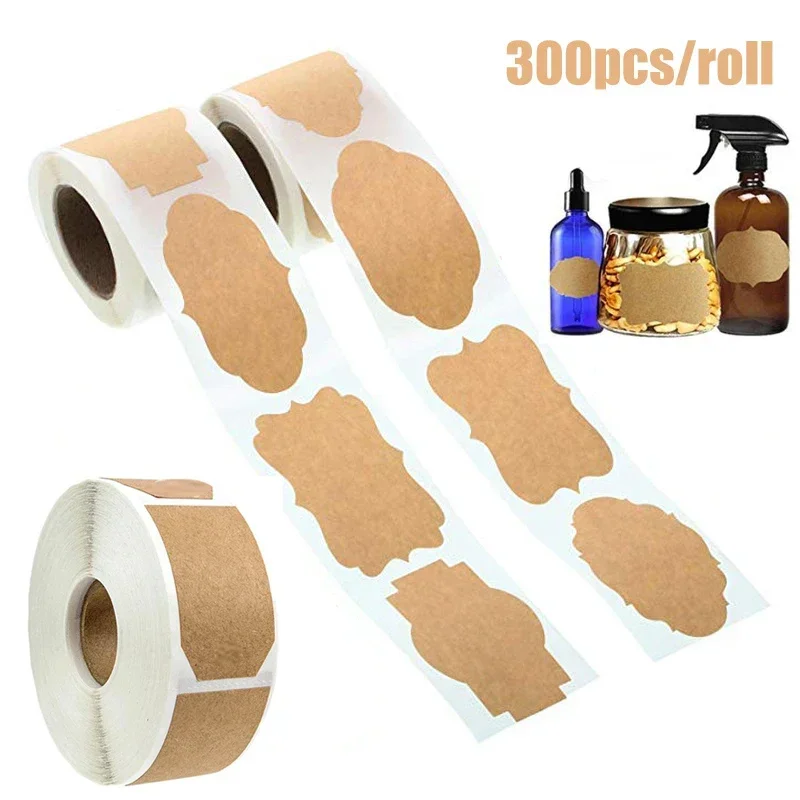 Kitchen.Baking Labels - 300 ชิ้นกระดาษคราฟท์สติกเกอร์ที่เขียนด้วยลายมือสะดวกสติกเกอร์ครัวขวดขวดออแกไนเซอร์ป้ายแท็กของขวัญ DIY เค้กอบแท็กปิดผนึก