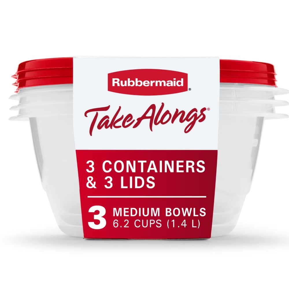 Kitchen Baking Storage Containers - ภาชนะเก็บอาหารทรงกลมขนาดใหญ่พร้อมฝาปิด ชุด 3 ชิ้น ความจุ 6.2