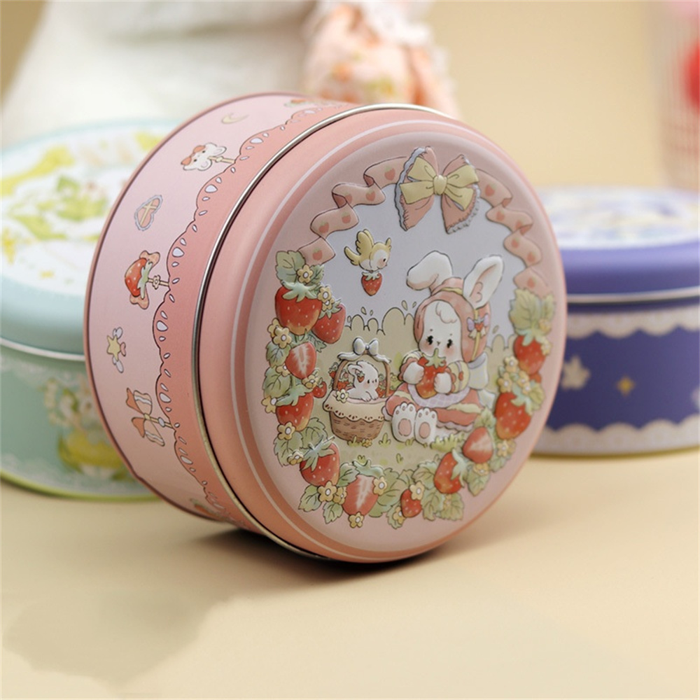 Kitchen Baking Storage Containers - 1pcs การ์ตูนกระต่ายกล่องเก็บเหล็กเปล่ากล่องขนาดใหญ่กล่องดีบุกกลมสําหรับ Candy Baking คุกกี้บรรจุภัณฑ์ห้องครัวคอนเทนเนอร์