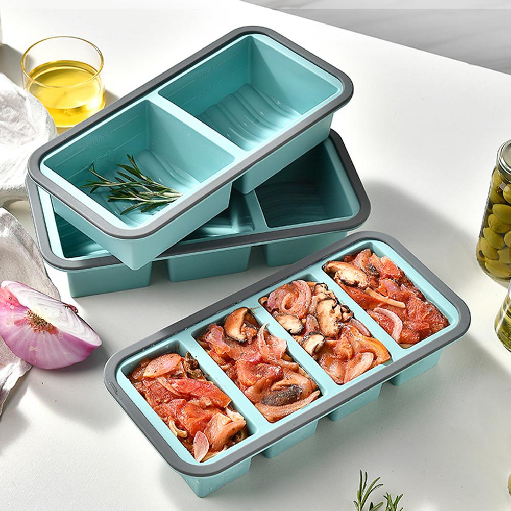Kitchen Baking Storage Containers - ถาดน้ำแข็งซิลิโคนขนาดใหญ่พร้อมฝาปิด สำหรับแช่แข็ง ถนอมอาหาร และทำขนม อุปกรณ์ครัว