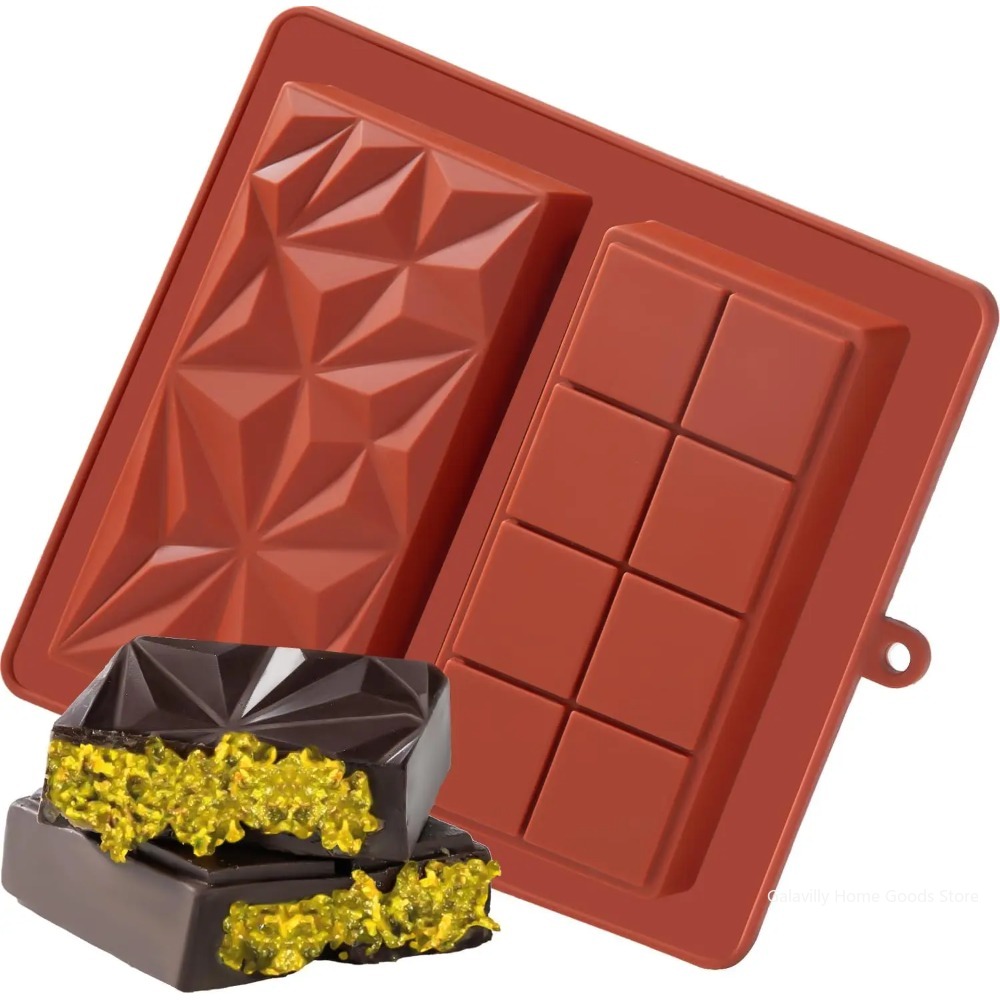 Kitchen Baking Molds - แม่พิมพ์ช็อกโกแลตดูไบ แบบแท่ง พิสตาชิโอ ช็อกโกแลตบาร์ แม่พิมพ์ซิลิโคนหนาสำหรับทำบาร์ไส้ใน แม่พิมพ์ขนมแท่งขนาดใหญ่สำหรับไส้ใน