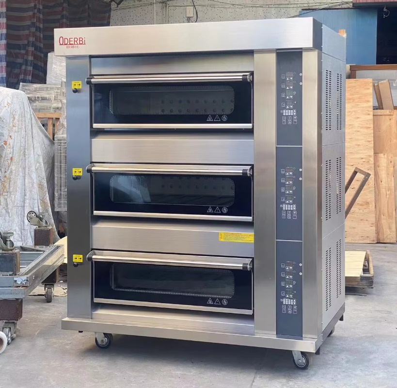 Commercial Kitchen Baking Oven - เตาอบแก๊สแบบกำหนดเอง 3 ชั้น 6 ถาด สำหรับอบพิซซ่า