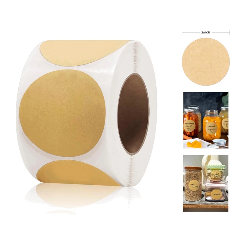 Kitchen.Baking Labels - สติกเกอร์ 1 ม้วน แบบกลม กระดาษคราฟท์แบบมีกาวในตัว สติกเกอร์ตกแต่งสำหรับบ้าน