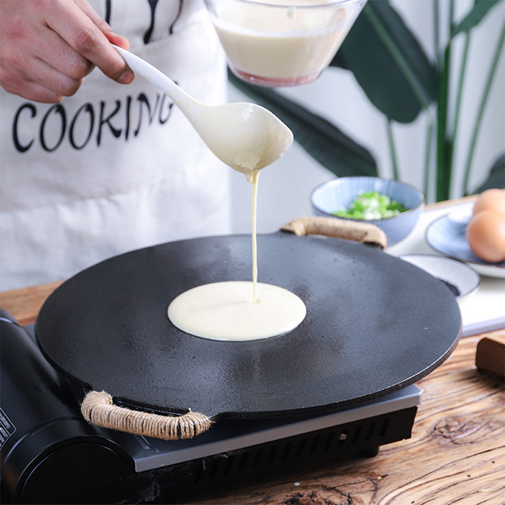 Kitchen Oven Baking Pans - กระทะเหล็กหล่อเคลือบสำหรับย่างบาร์บีคิว ขนาด 10.2/11/11.8/12.6/13.4 นิ้ว ถาดอบทรงกลม สำหรับงานปาร์ตี้ที่บ้าน