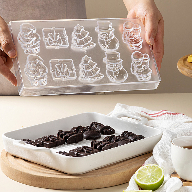 Kitchen Baking Molds - แม่พิมพ์ช็อกโกแลตพลาสติก PS โปร่งใสแม่พิมพ์ช็อกโกแลตคริสต์มาสชุดเบเกอรี่แม่พิมพ์ 3D ลูกอมแม่พิมพ์อุปกรณ์เบเกอรี่ครัว