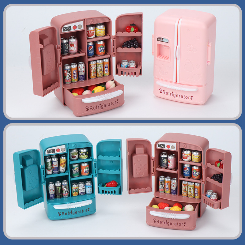 Kitchen Baking Cabinet - ตู้เย็นจำลองขนาดเล็กน่ารัก 2 ประตู 1:12 ของตกแต่งบ้านตุ๊กตา ของขวัญวันเกิดสำหรับเด็กผู้หญิง