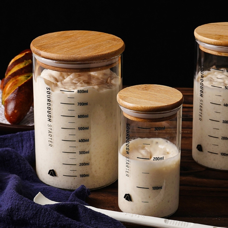 Kitchen Baking Storage Containers - โถพักแป้งซาวโดว์ อุปกรณ์ทำขนมในครัว โถหมักแก้วที่ใช้งานได้จริง ปากกว้าง ภาชนะใส่สตาร์ทเตอร์ซาวโดว์