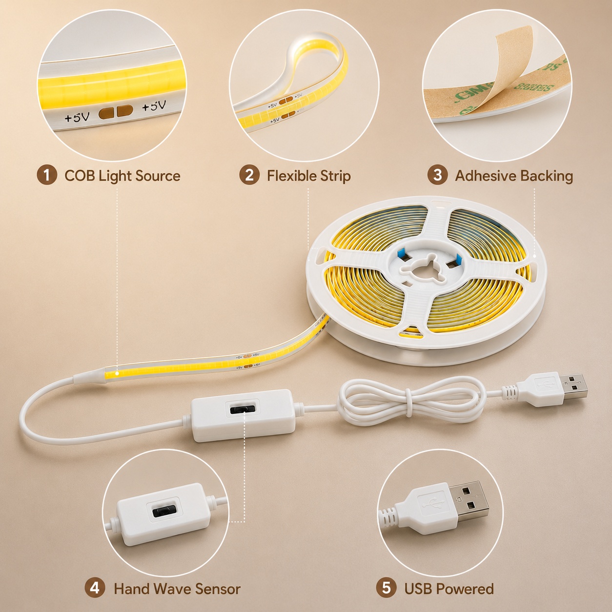 แถบไฟ LED COB พร้อมเซ็นเซอร์ตร - Kitchen Baking Cabinet บทวิจารณ์และราคา