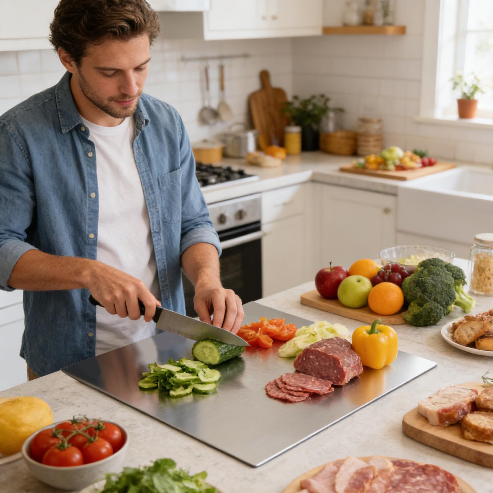 เขียงสแตนเลสแบบไม่ติดกระทะสองด - Kitchen And Baking บทวิจารณ์และราคา