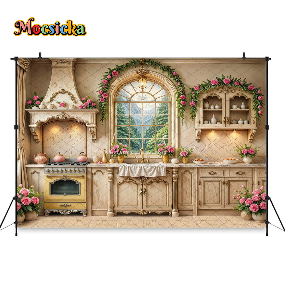 โมซซิกก้าฉากหลังถ่ายภาพ ห้องคร - Kitchen Baking Photoshoot บทวิจารณ์และราคา