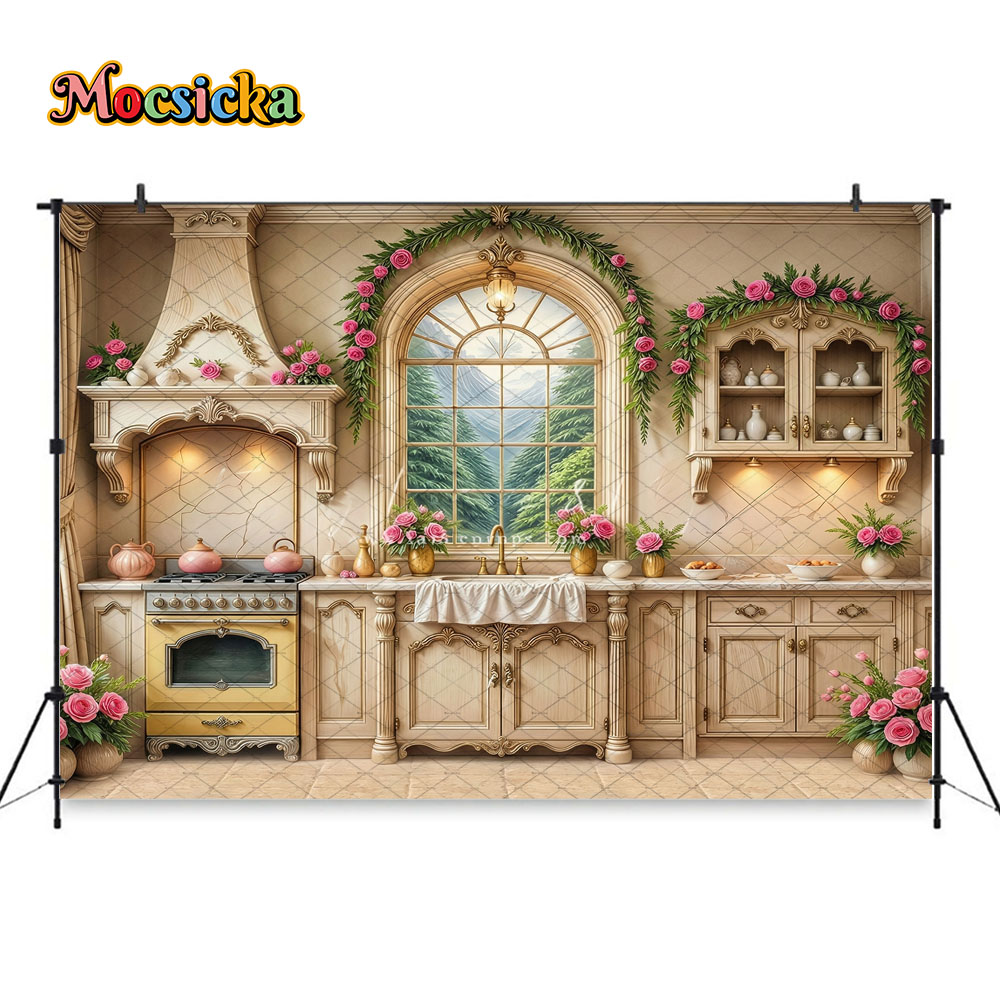 โมซซิกก้าฉากหลังถ่ายภาพ ห้องคร - Kitchen Baking Photoshoot บทวิจารณ์และราคา