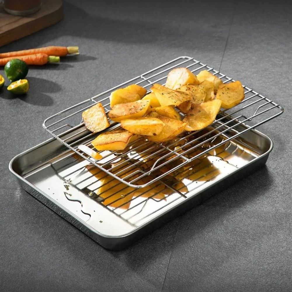 ถาดอบสแตนเลสแบบพกพา ไม่ติดกระท - Kitchen Oven Baking Pans บทวิจารณ์และราคา