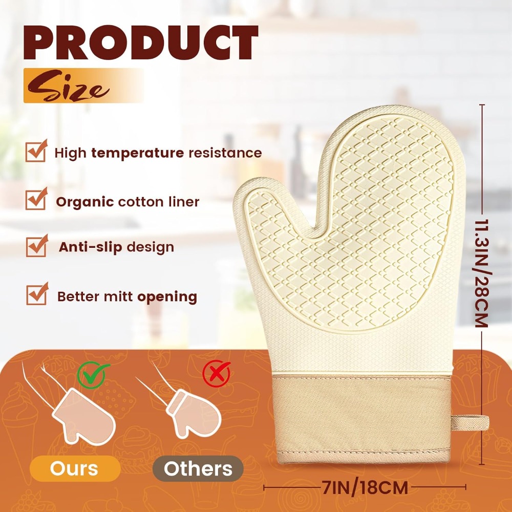 ชุดถุงมือซิลิโคนกันความร้อนสำห - Kitchen Oven Baking Pans บทวิจารณ์และราคา