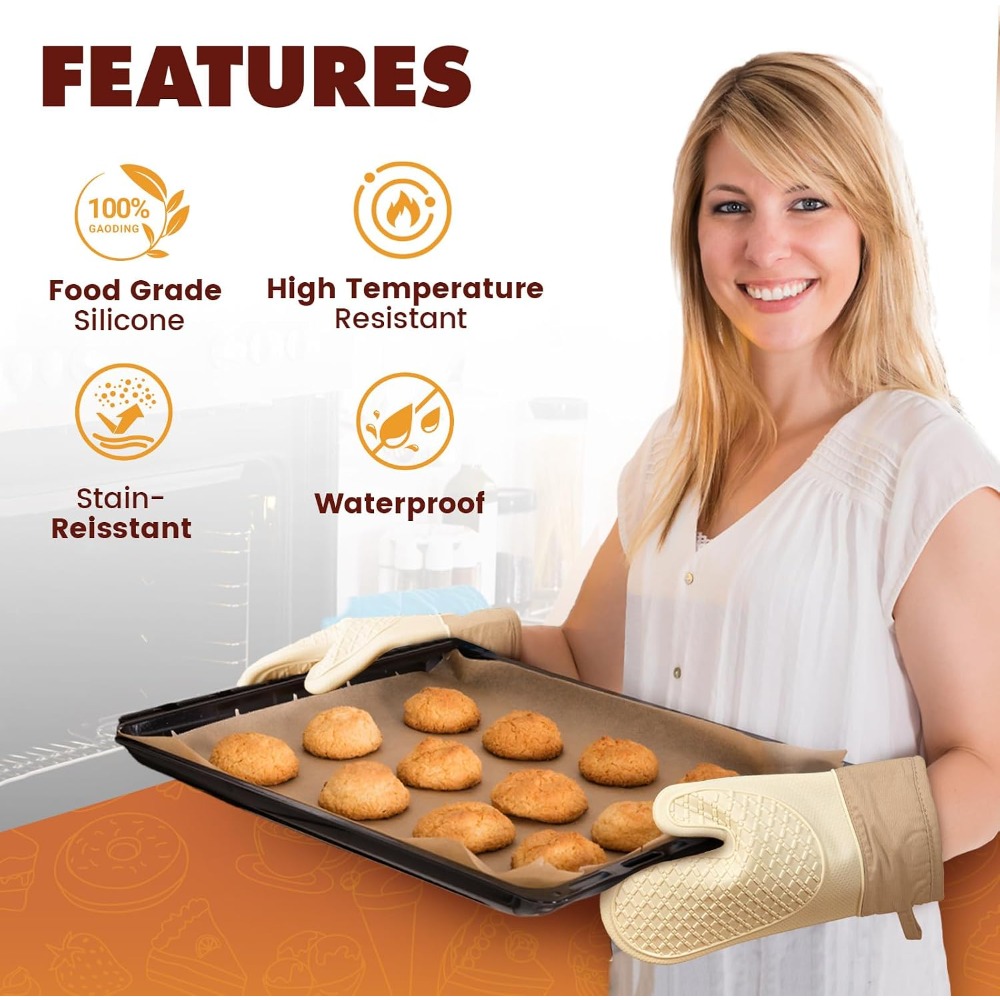ชุดถุงมือซิลิโคนกันความร้อนสำห - Kitchen Oven Baking Pans บทวิจารณ์และราคา