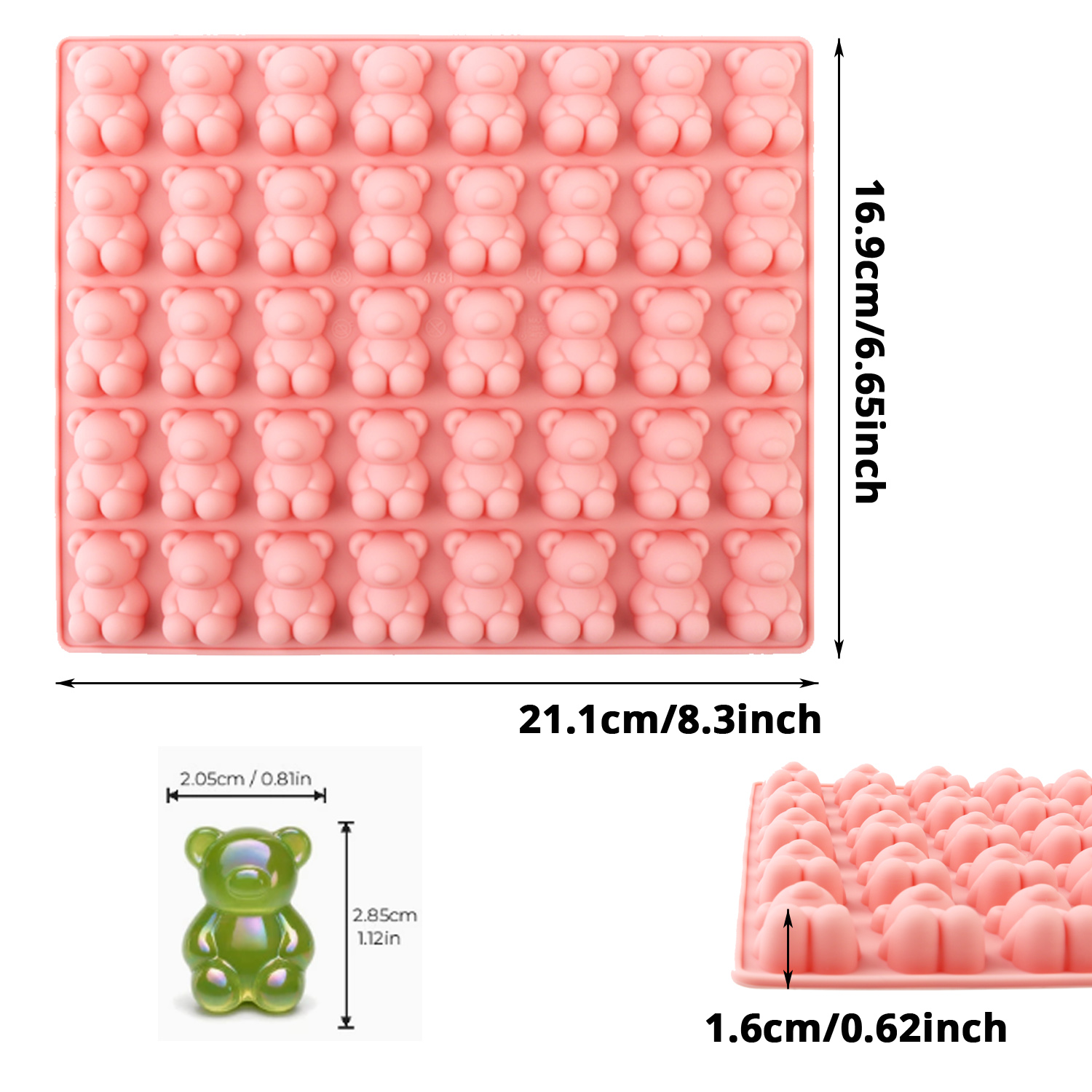 แม่พิมพ์ซิลิโคนรูปหมี 40 ช่อง  - Kitchen Baking Molds บทวิจารณ์และราคา