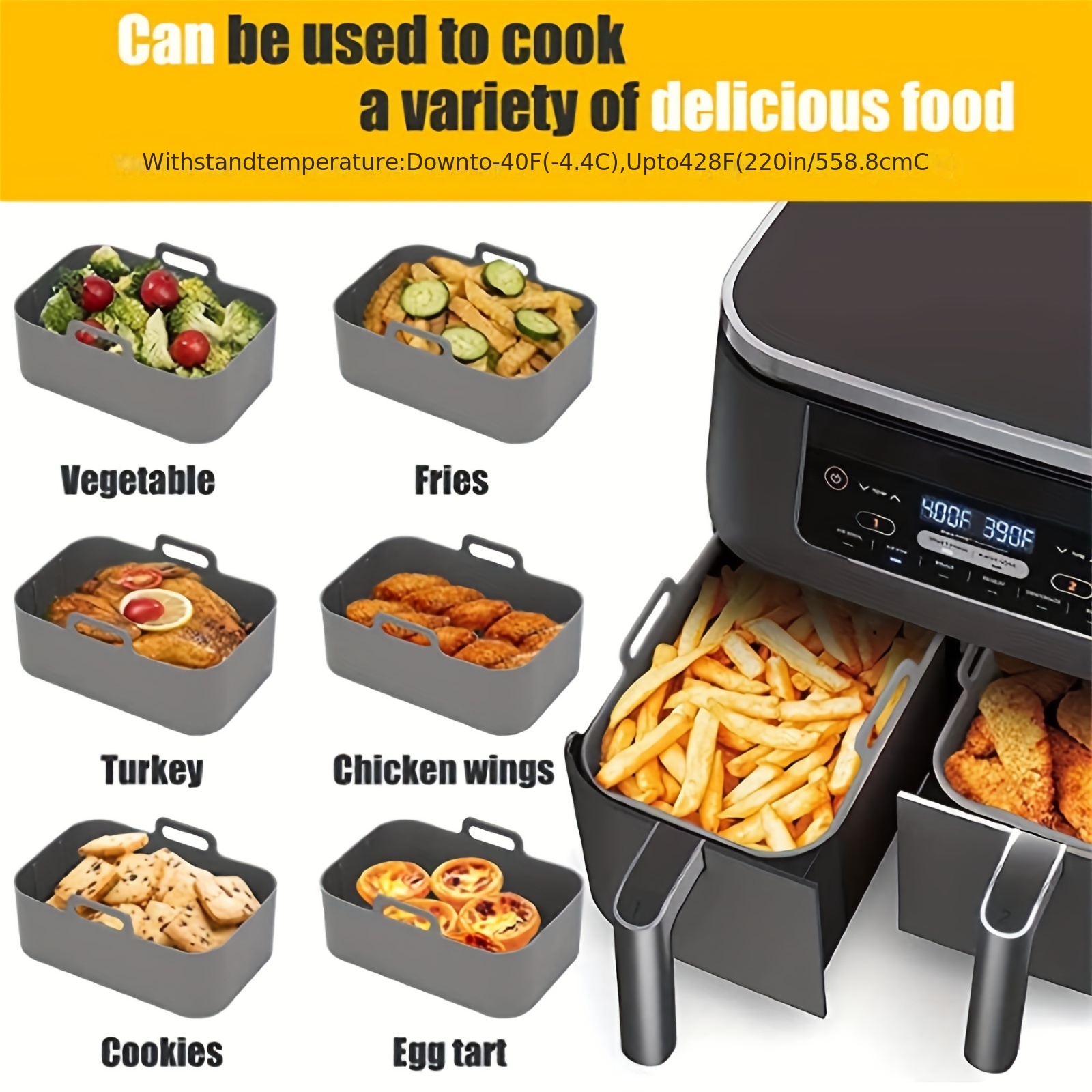 1/2Pcs Air FryerซิลิโคนถาดReus - Kitchen Oven Baking Pans บทวิจารณ์และราคา
