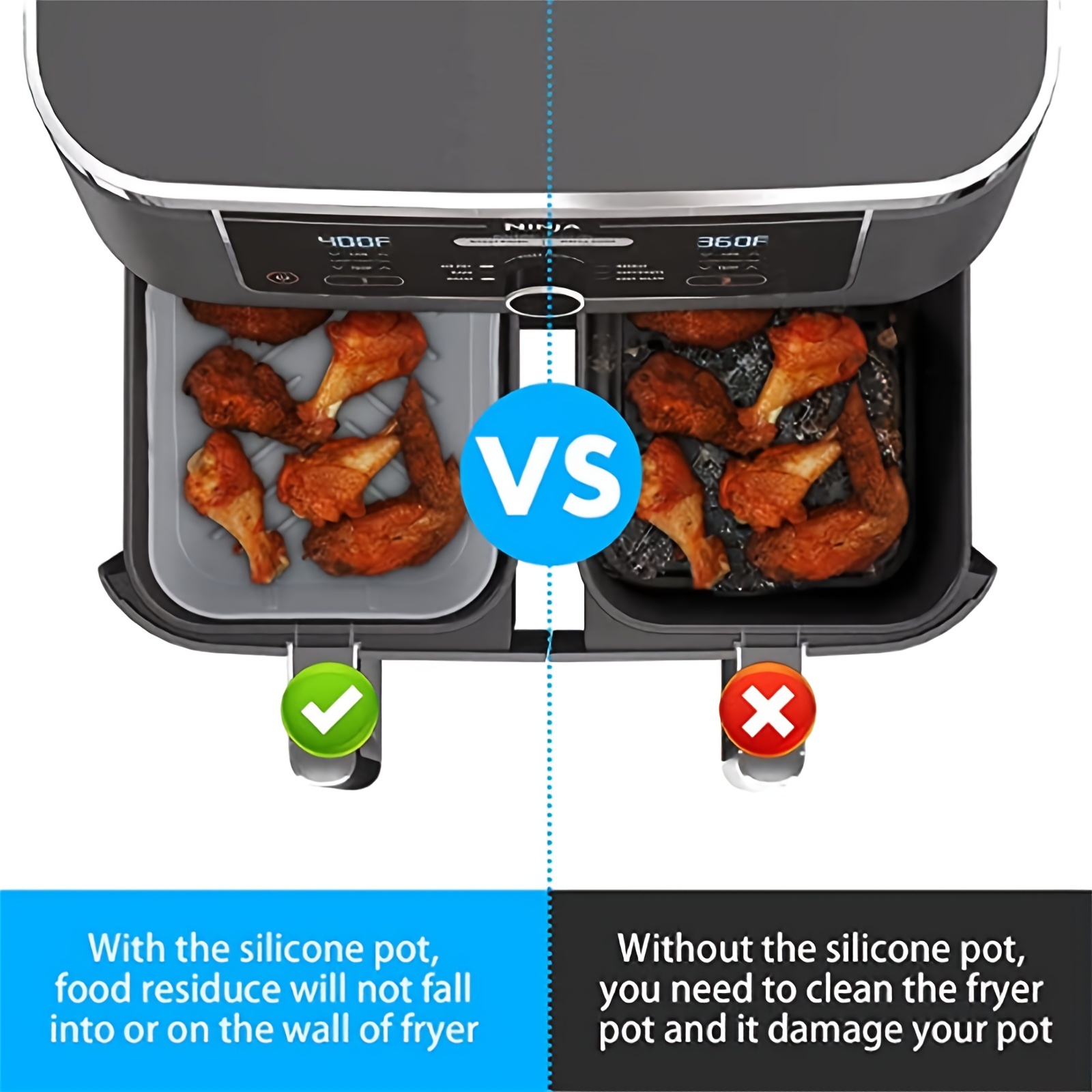 1/2Pcs Air FryerซิลิโคนถาดReus - Kitchen Oven Baking Pans บทวิจารณ์และราคา