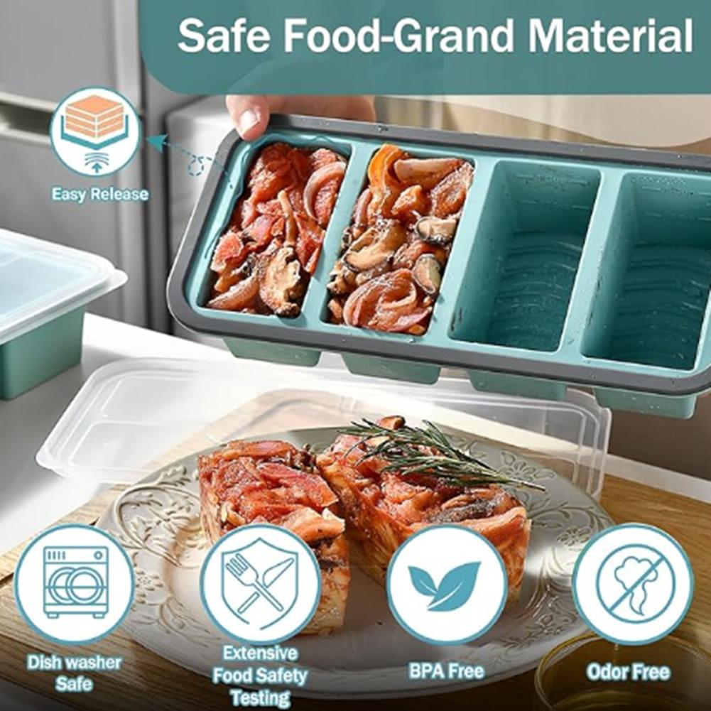 ถาดน้ำแข็งซิลิโคนขนาดใหญ่พร้อม - Kitchen Baking Storage Containers บทวิจารณ์และราคา